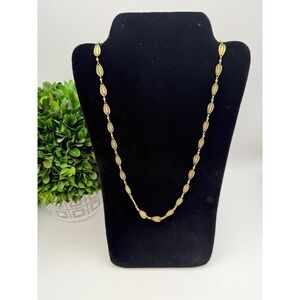 Vintage 1990s Trifari Goldtone Filigree‎ Teardrop Link Necklace – Signed Trifari